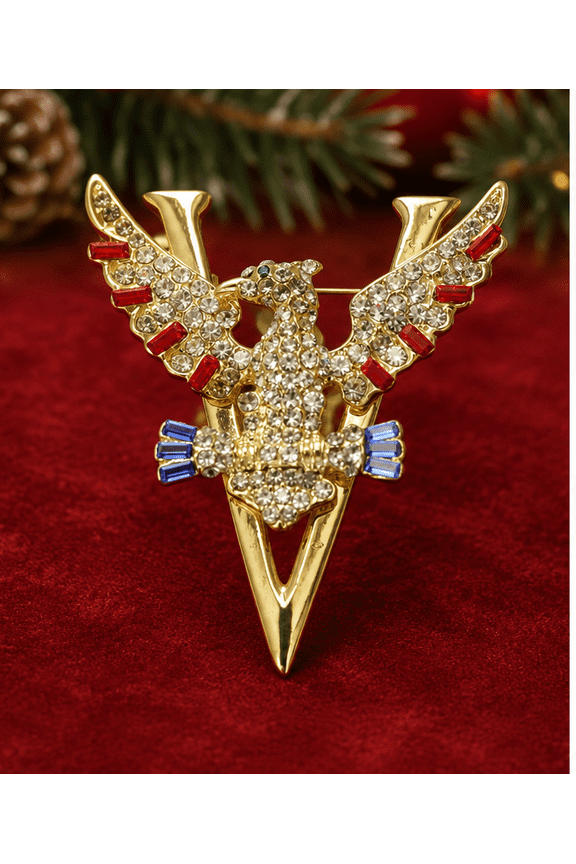 Patriotic Eagle Pin 4th July Red White Blue USA Eagle V Brooch