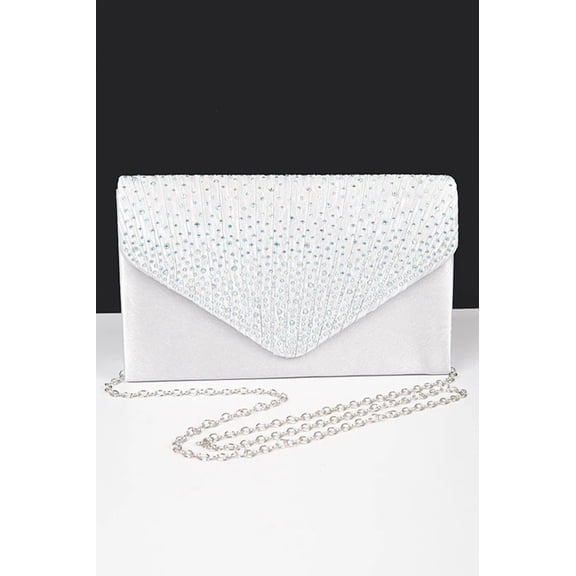 Rhinestone Pave Pleated Satin Evening Clutch
