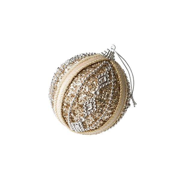 Rhinestone Pearl Christmas Ball Ornament Style B 3.15 in Hanging Xmas Tree Decor