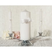 Rhinestone Pearlized Heart Rose Bouquet Wedding Unity Candle Set
