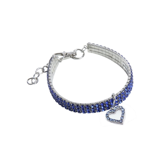 Rhinestone Pet Collar Crystal with Heart Pendant, Sparkling Jewelry for Cats and Small Dogs, Party Birthday Photo
