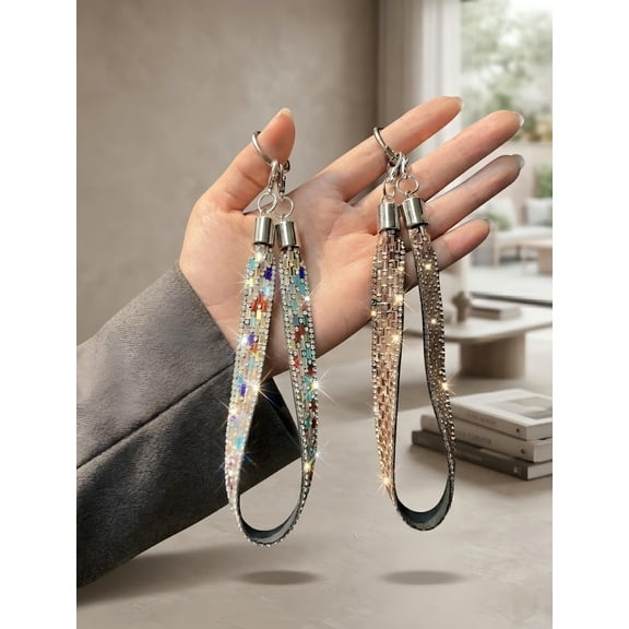 Rhinestone Phone Wrist Strap, Wide Bling Crystal Phone Lanyard for Women, Fashion Anti-Drop Hand Strap Charm for Phone Case, Crossbody Decorative Phone Strap Accessory