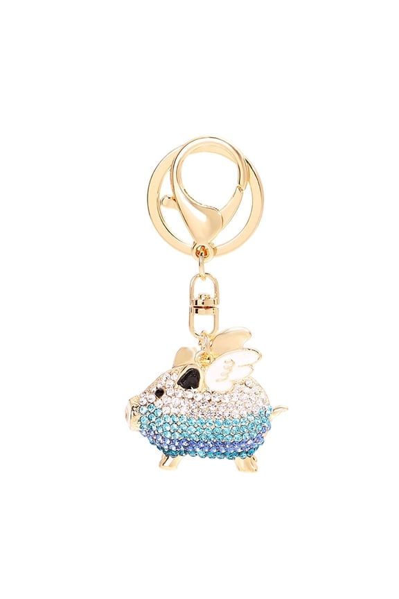 Rhinestone Pig Shape Keychain, Zinc Alloy Metal Key Ring Charm, Cute Animal Key Holder for Backpack Purse, Gift for Women Girls Daily Use