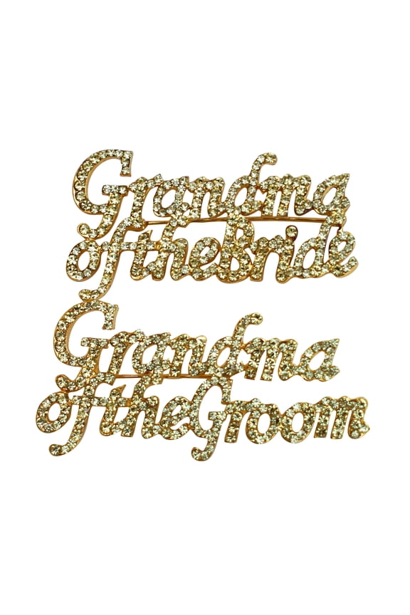 Rhinestone Pin Set - Grandma of the Bride & Grandma of the Groom - Gold