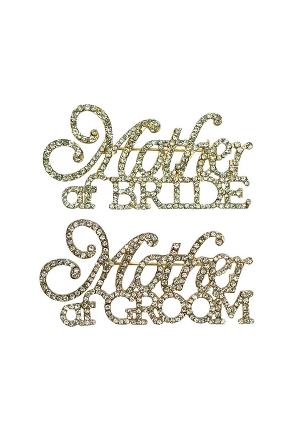 Rhinestone Pin Set - Mother of the Bride & Mother of the Groom - Gold