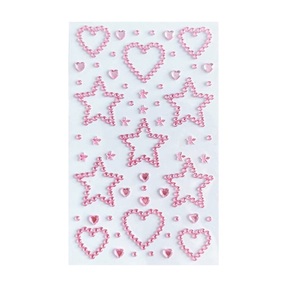 Rhinestone Pink Heart and Star Decorations for Valentine Party Decorations Crafting Valentines Day Gifting Face Decoration for Stage Performance