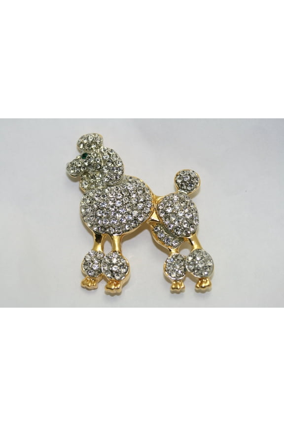 Rhinestone Posh Poodle Dog Brooch Crystal Dog pin