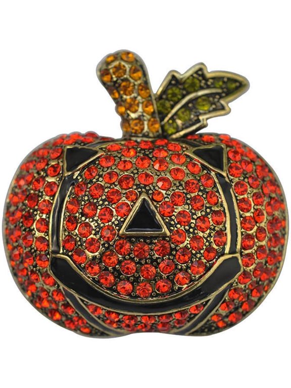 Rhinestone Pumpkin Brooch Pin for Women CZ Crystal Halloween Lapel Pins Corsage Badge Pins Holiday Brooches Halloween Costume Jewelry Gift