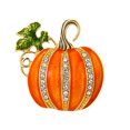 thumbnail image 1 of Rhinestone Pumpkin Brooch Pin for Women Gold Tone Fashion Enamel Halloween Green Leaf Brooches Lapel Pins Hat Bag Suit Dress Jewelry Gift, 1 of 6