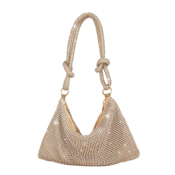 Rhinestone Purse for Women, Chic Sparkly Evening Handbag Bling Hobo Bag, Shiny Clutch Purse for Party,Gold
