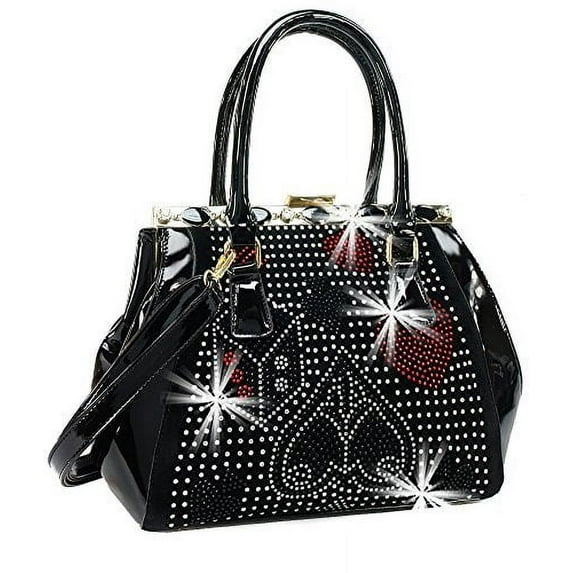 Rhinestone Queen of Hearts Poker Gaming Bling Handbag