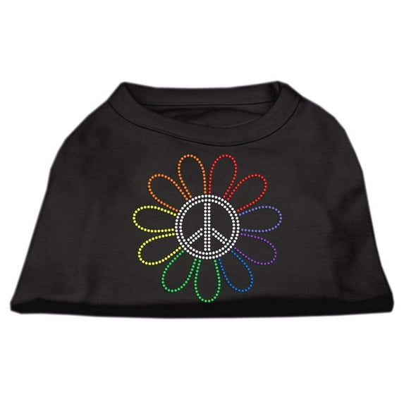 Pet Dog Cat Shirt Rhinestone, "Rainbow Flower Peace Sign"