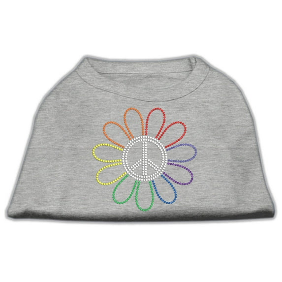 Pet Dog Cat Shirt Rhinestone, "Rainbow Flower Peace Sign"