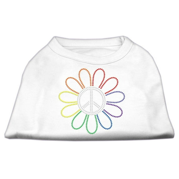 Pet Dog Cat Shirt Rhinestone, "Rainbow Flower Peace Sign"