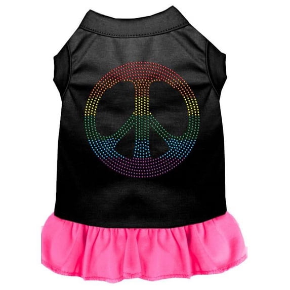 Rhinestone Rainbow Peace Dress, Black with Bright Pink - 2XL