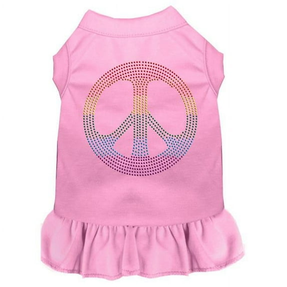 Rhinestone Rainbow Peace Dress, Light Pink - Extra Large