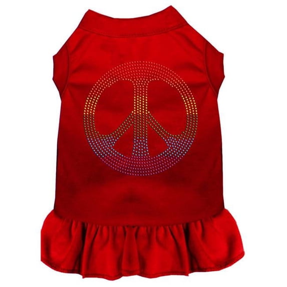 Rhinestone Rainbow Peace Dress, Red - 3XL