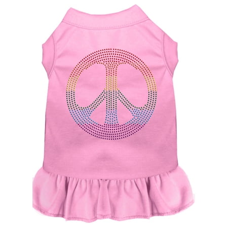 Pet Dog Cat Dress Rhinestone, "Rainbow Peace"