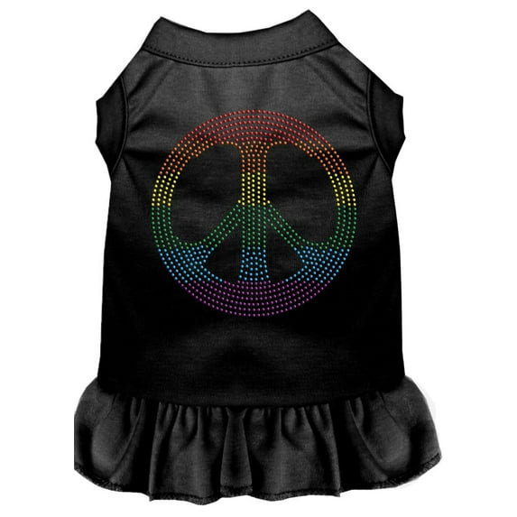 Pet Dog Cat Dress Rhinestone, "Rainbow Peace"