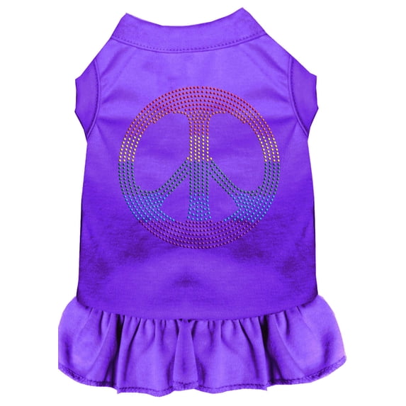 Pet Dog Cat Dress Rhinestone, "Rainbow Peace"