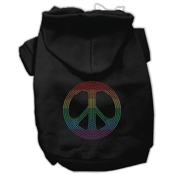 Rhinestone Rainbow Peace Sign Hoodies Black M - 12