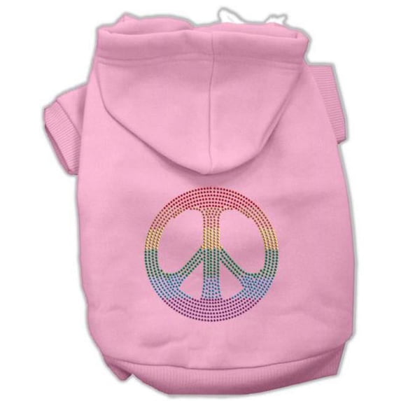 Rhinestone Rainbow Peace Sign Hoodies Pink XL - 16
