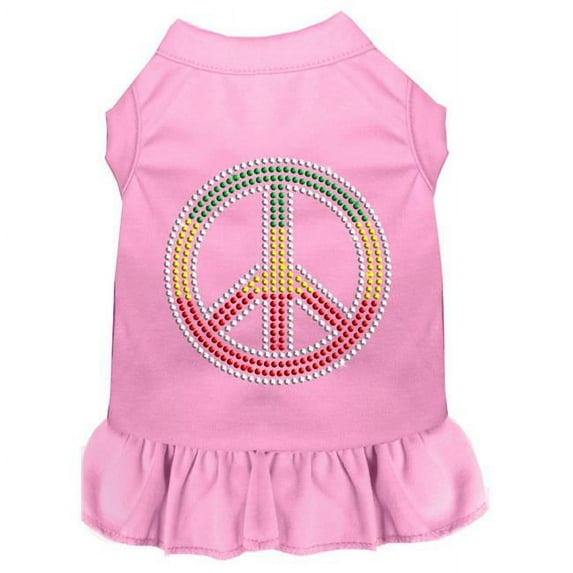 Rhinestone Rasta Peace Dress, Light Pink - Extra Small