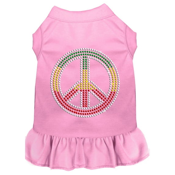 Pet Dog Cat Dress Rhinestone, "Rasta Peace"