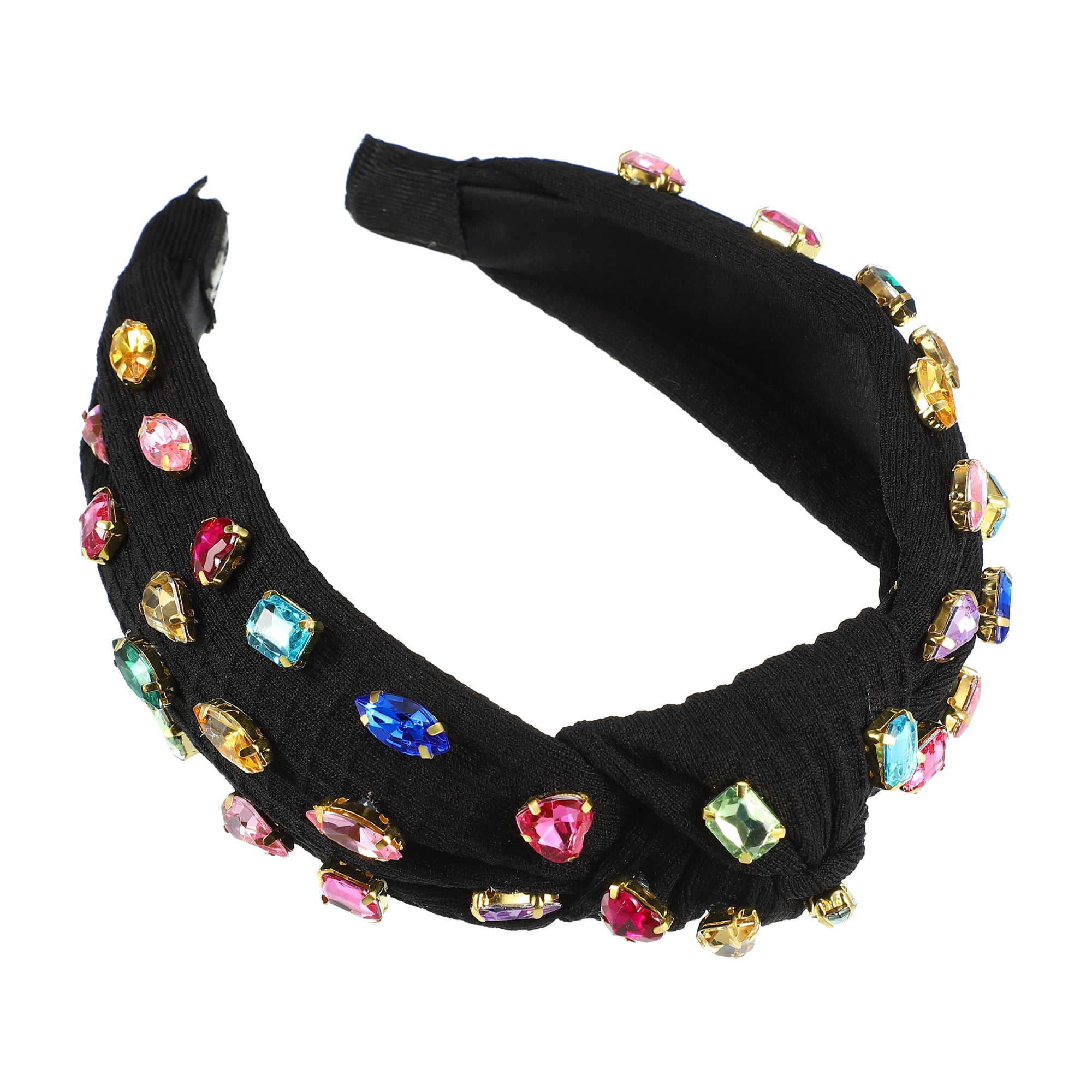 Black Velvet Rhinestone Knot Headband Twine and Love | Embellished Knot Headband | Luxury  main image 2