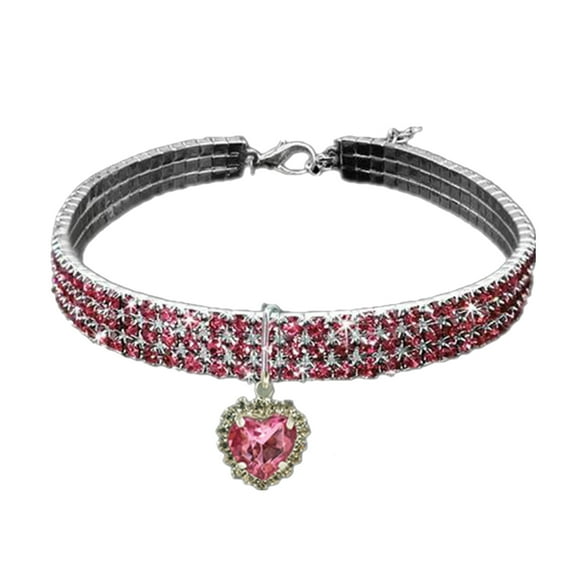 Rhinestone Rhinestone Stretch Collar Pet Accessories Cat And Dog Necklace Three Rows Of Love Pendants
