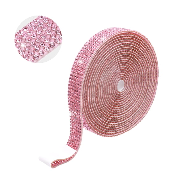 Rhinestone Ribbon 0.5" x 3 Yard Self-Adhesive Crystal Rhinestone Strips for DIY Crafts Party Car Phone (Light Pink)
