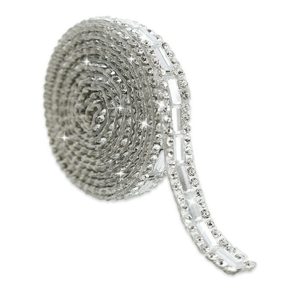 Rhinestone Ribbon Self Adhesive 0.27"x 1Yard Crystal Ribbon, Sparkly Glitter Tape for DIY Wedding Decor & Gift Wrapping, White Crystal Sticker Strips