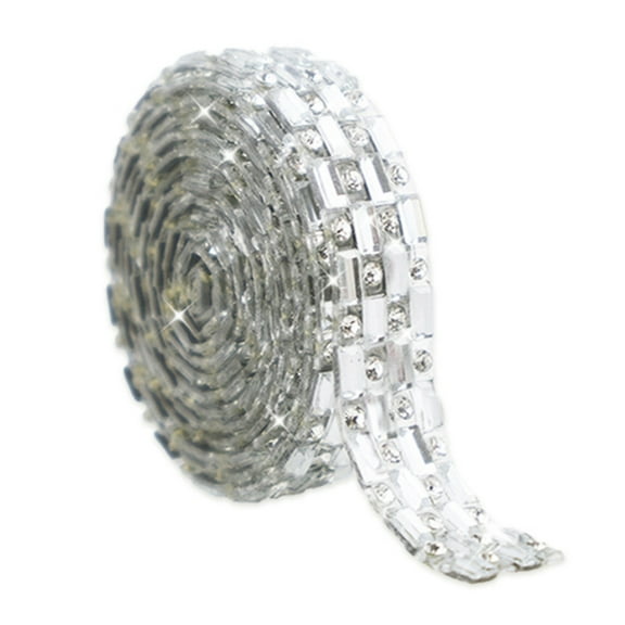 Rhinestone Ribbon Self Adhesive 0.39" x 1Yard Crystal Ribbon, Sparkly Glitter Tape for DIY Wedding  Decor & Gift Wrapping, White Crystal Sticker Strips
