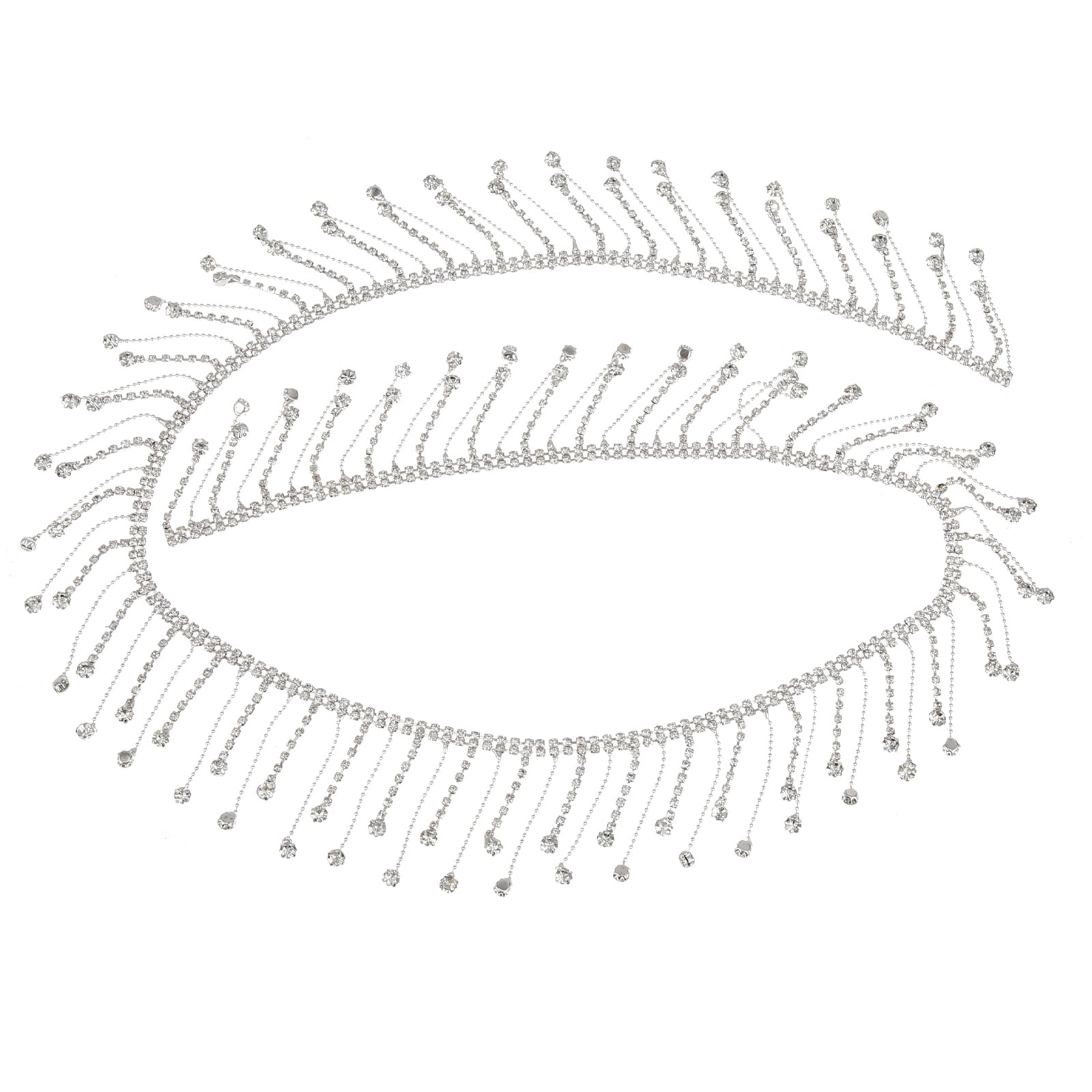 Rhinestone Fringe Trim - 1 Yard Silver AB Rhinestone Beaded Tassel Chain For Clothing, Bags, & DIY Craft Decoration