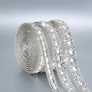 Rhinestone Ribbons Self Adhesive Bling Crystal Strips, Glitter Rhinestones Tape Trim, Diamond Belt Gem Stickers Ribbon for DIY Art Crafts Clothing Decor Silver
