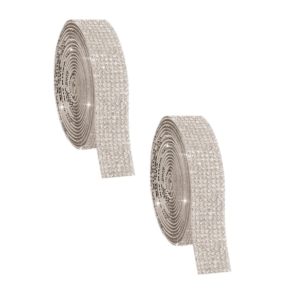 Rhinestone Ribbons Sticker, Glitter Diamond Rhinestone Ribbon Roll Stickers DIY Decorative Bling Gemstone Arts Crafts Sticker for Car Rhinestone Strips Wedding Decoration Party Decor 2PCS