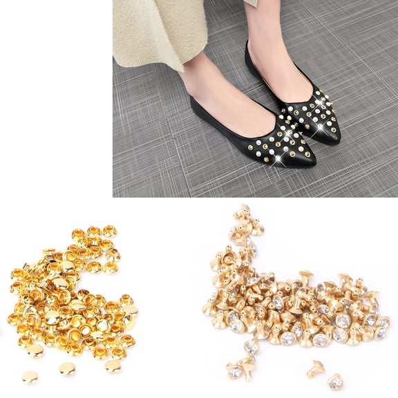 Rhinestone Rivets Stud,100pcs Cloth Crystal Inlay Rapid 6/7mm Rivets Spots Studs for DIY Leather Craft Decoration