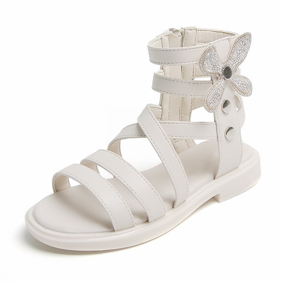 Rhinestone Roman Sandals, Girls' Summer Fashion Soft Sole Princess Shoes, Korean Edition Simple Flip Flops for Kids