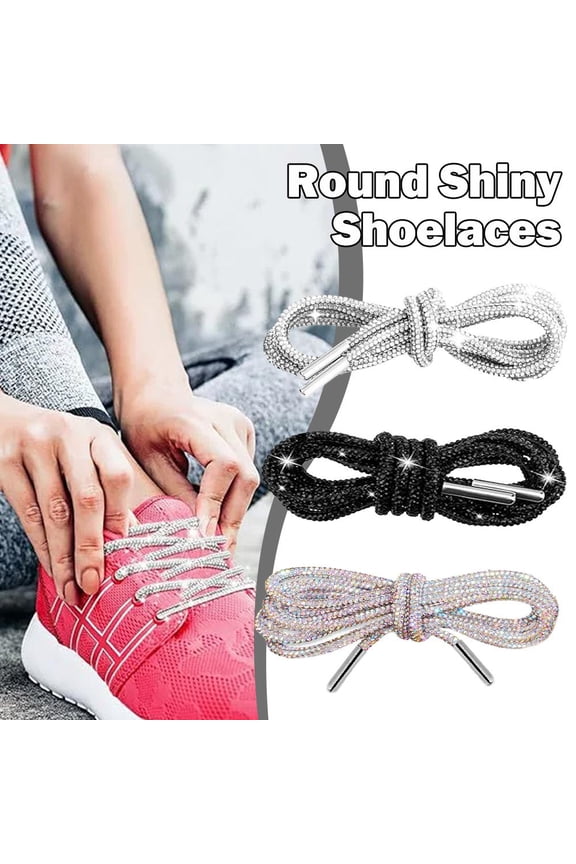 Rhinestone Rope Laces, Glitter Shoe Laces for Sneakers- 2PCS Rhinestone Shoe Strings, Bling Round Shoelaces Drawstring Replacement Accessories