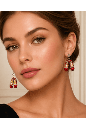 Rhinestone Ruby Slipper Red Enameled Post Earrings Ruby Red Slippers Crystal Sparkle Wizard Of Oz Style