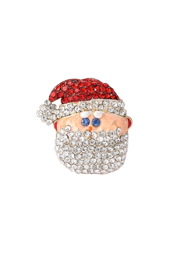 Rhinestone Santa Claus Lapel Brooch Pin for Women Crystal Cute Ornament Christmas Festival Pins Sweater Suit Dress Accessories Brooches Holiday Party Jewelry Gifts