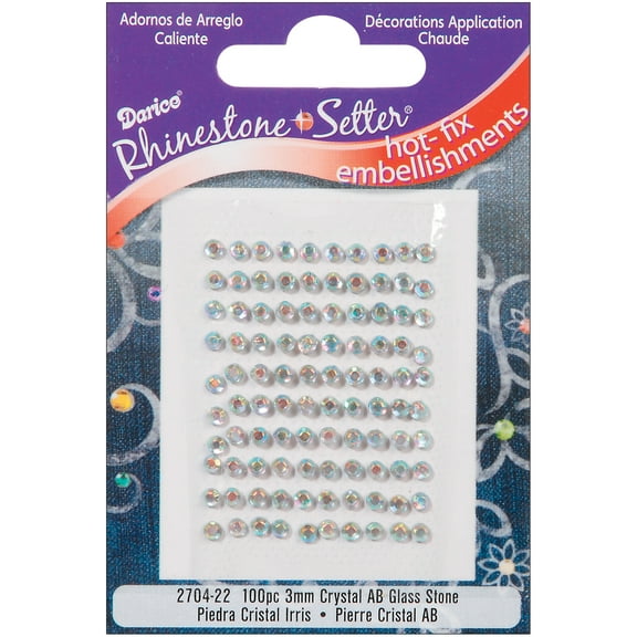 Rhinestone Setter Hot-Fix Glass Stones 3mm 100/Pkg-Crystal AB