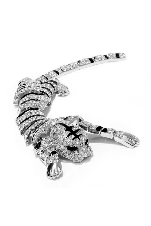 Rhinestone Silver Gold Color Tiger Brooch Winter Fashion Jewelry Beautiful