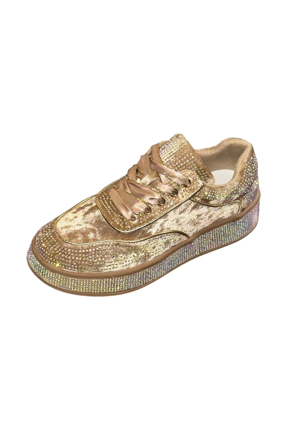 Rhinestone Sneakers for Women Platform Sparkly Glitter Bling Tennis Shoes Fashion Bedazzled Wedding Bridal Party Walking Sneakers, Cute Bowknot Glitter Bling Loafers