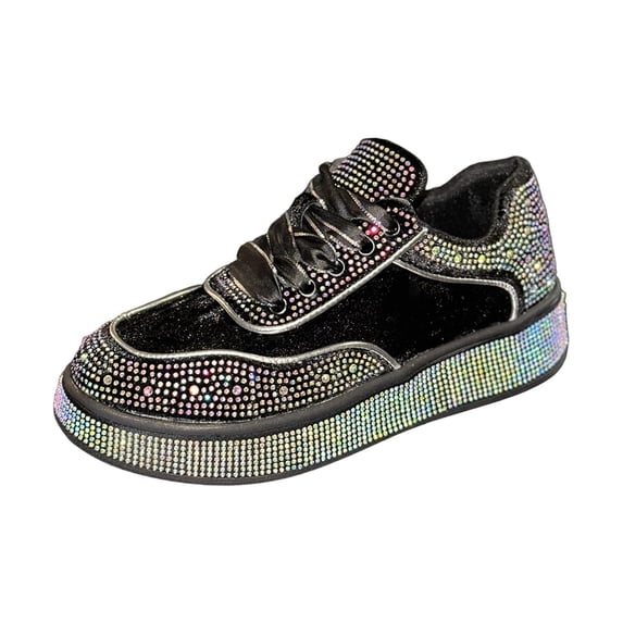 Rhinestone Sneakers for Women Platform Sparkly Glitter Bling Tennis Shoes Fashion Bedazzled Wedding Bridal Party Walking Sneakers, Cute Bowknot Glitter Bling Loafers