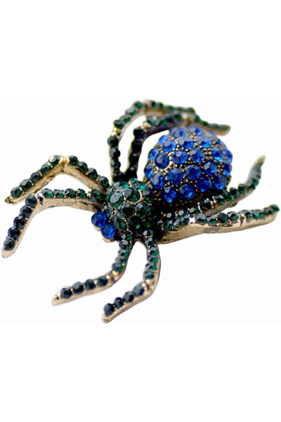 Rhinestone Spider Brooches and Pins for Women Antique Gold-Toned Fashion Crystal Halloween Animal Brooch Lapel Pin Suit Collar Dress Accessories Unisex Punk Gothic Jewelry for Friend