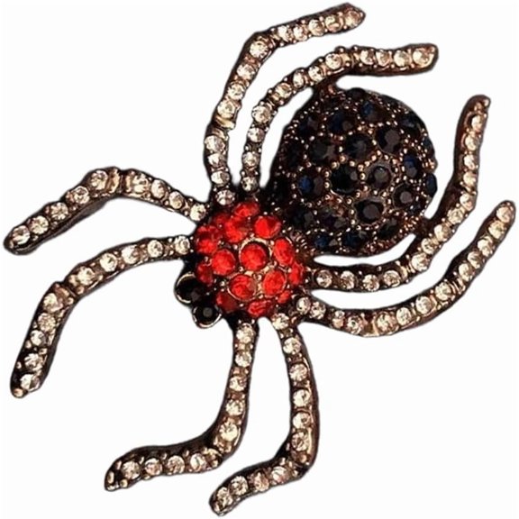 Rhinestone Spider Brooches and Pins for Women Antique Gold-Toned Fashion Crystal Halloween Animal Brooch Lapel Pin Suit Collar Dress Accessories Unisex Punk Gothic Jewelry for Friend