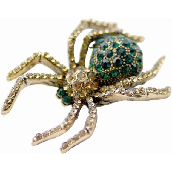 Rhinestone Spider Brooches and Pins for Women Antique Gold-Toned Fashion Crystal Halloween Animal Brooch Lapel Pin Suit Collar Dress Accessories Unisex Punk Gothic Jewelry for Friend