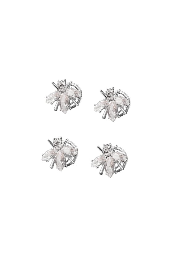 Rhinestone Spirals Hair Clips, 4Pcs Sparkle Crystal Bee Coil Hair Clips, Handmade Decorative Hair Barrettes, Elegant Metal Hairpin Hair Accessories for Bridal, Bridesmaid Flower Girls Wedding Party