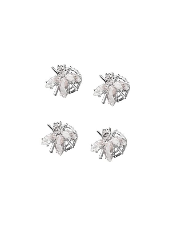 Rhinestone Spirals Hair Clips, 4Pcs Sparkle Crystal Bee Coil Hair Clips, Handmade Decorative Hair Barrettes, Elegant Metal Hairpin Hair Accessories for Bridal, Bridesmaid Flower Girls Wedding Party